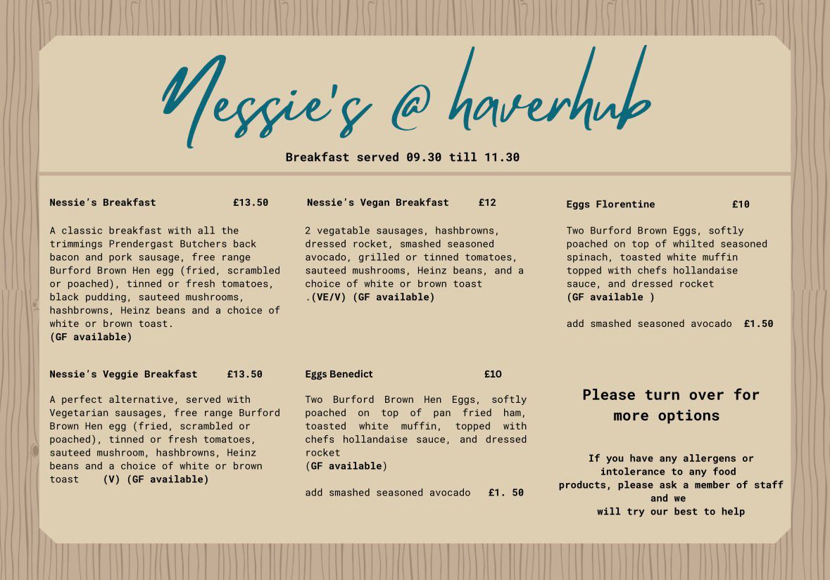Nessie's menu