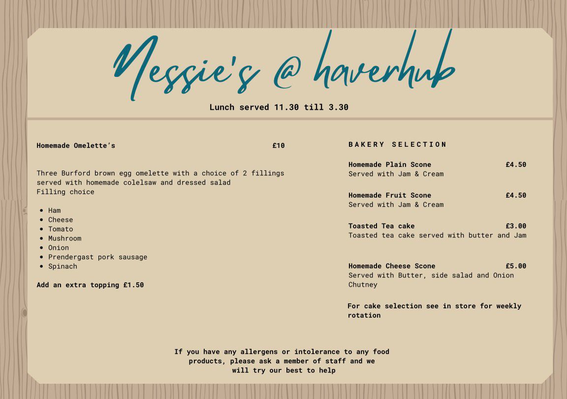Nessie's menu